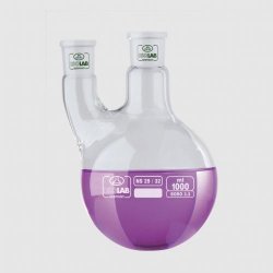 Slika za TIKVICA OKRUGLA DVOGRLA 250ML CENTRALNO NB29/32 + BOČNO RAVNO NB29/32